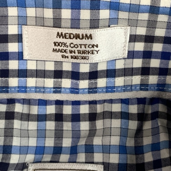 Peter Millar Shirt Mens Medium Blue White Check Plaid Button Down Long Sleeve - Picture 4 of 8